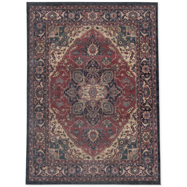 Bungalow Rose Nestori Oriental Navy/Red Area Rug Wayfair